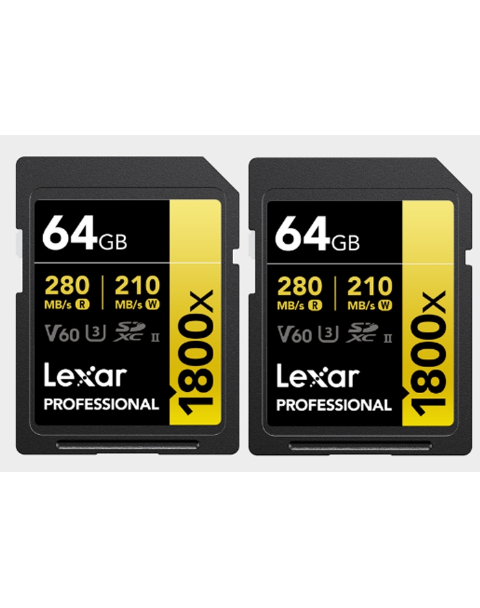 Lexar Prof 64 GB 1800X SDXC 2stk.